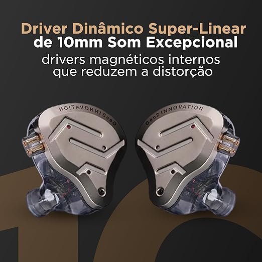Fone de Ouvido ZSN PRO 2 Intra-Auricular, Híbrido de Alta Definição, Driver Dinâmico Super-Linear e Armadura